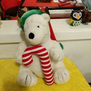 🌲sale‼️Vintage APPLAUSE 9" Christmas Polar Bear Plush Stuffed Animal